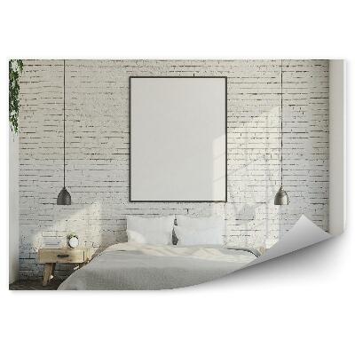Papier peint Chambre à coucher avec mur en briques blanches