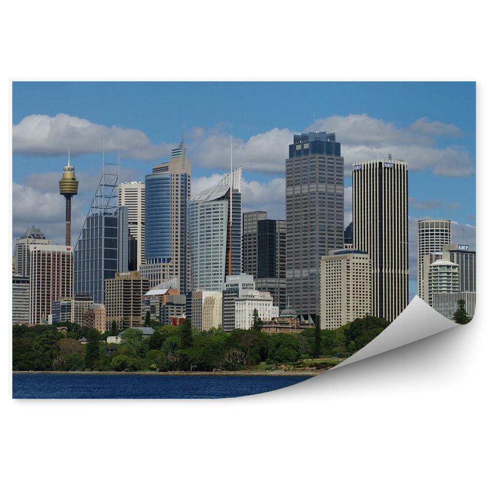 Papier peint Gratte-ciel Arbres Océan Ciel Nuages Sydney