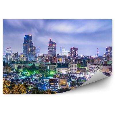Papier peint Gratte-ciel Bâtiments Nuit Tokyo Japon Lumières Arbres