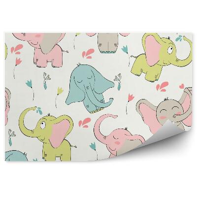 Papier peint panoramique Éléphants colorés