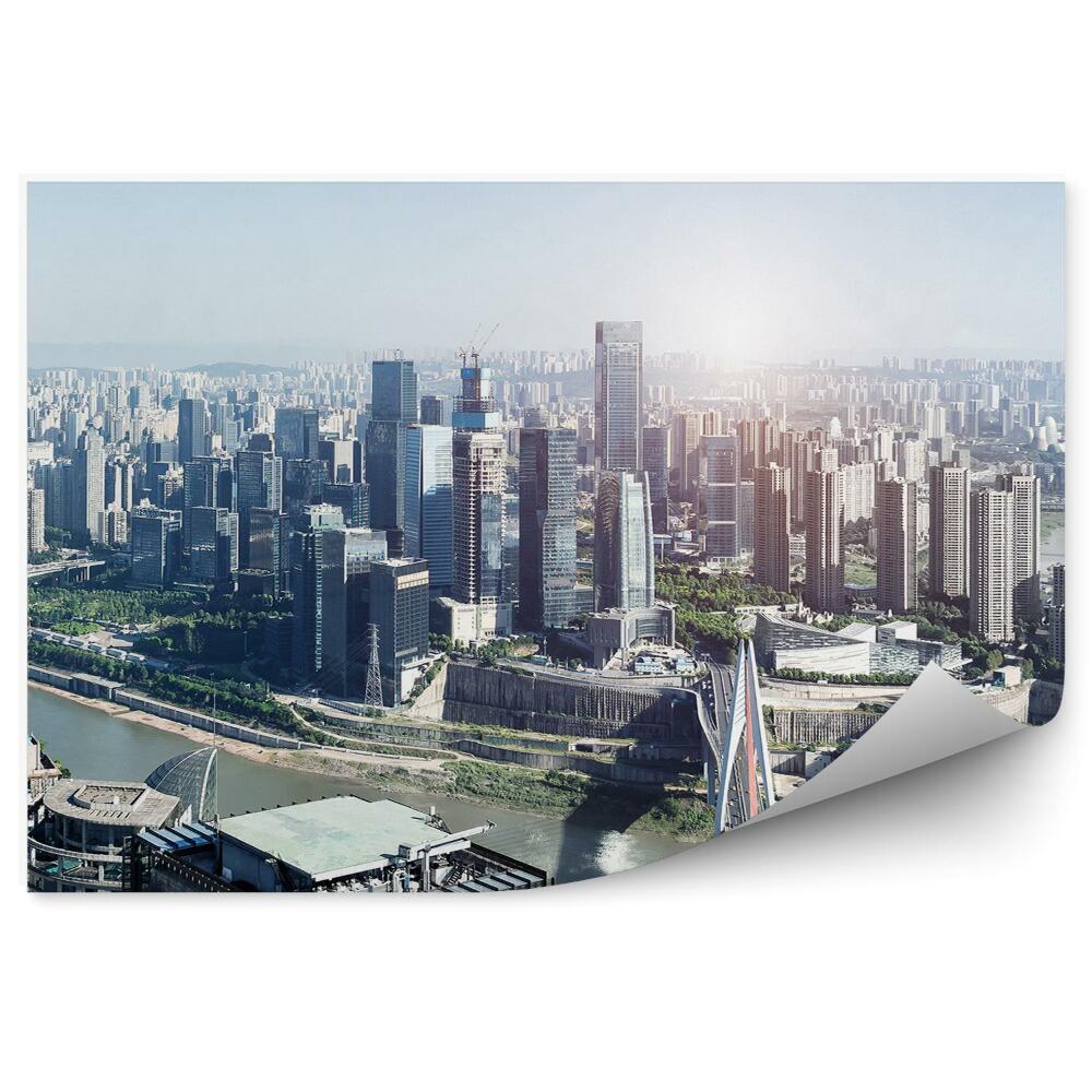 Papier peint métropole moderne bâtiments gris ponts