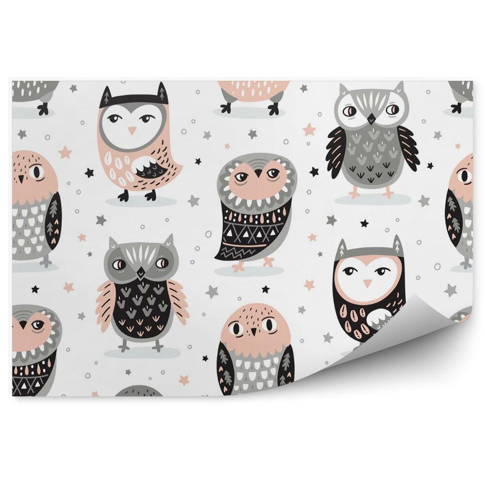 Tapisserie panoramique Hiboux en dessin animé