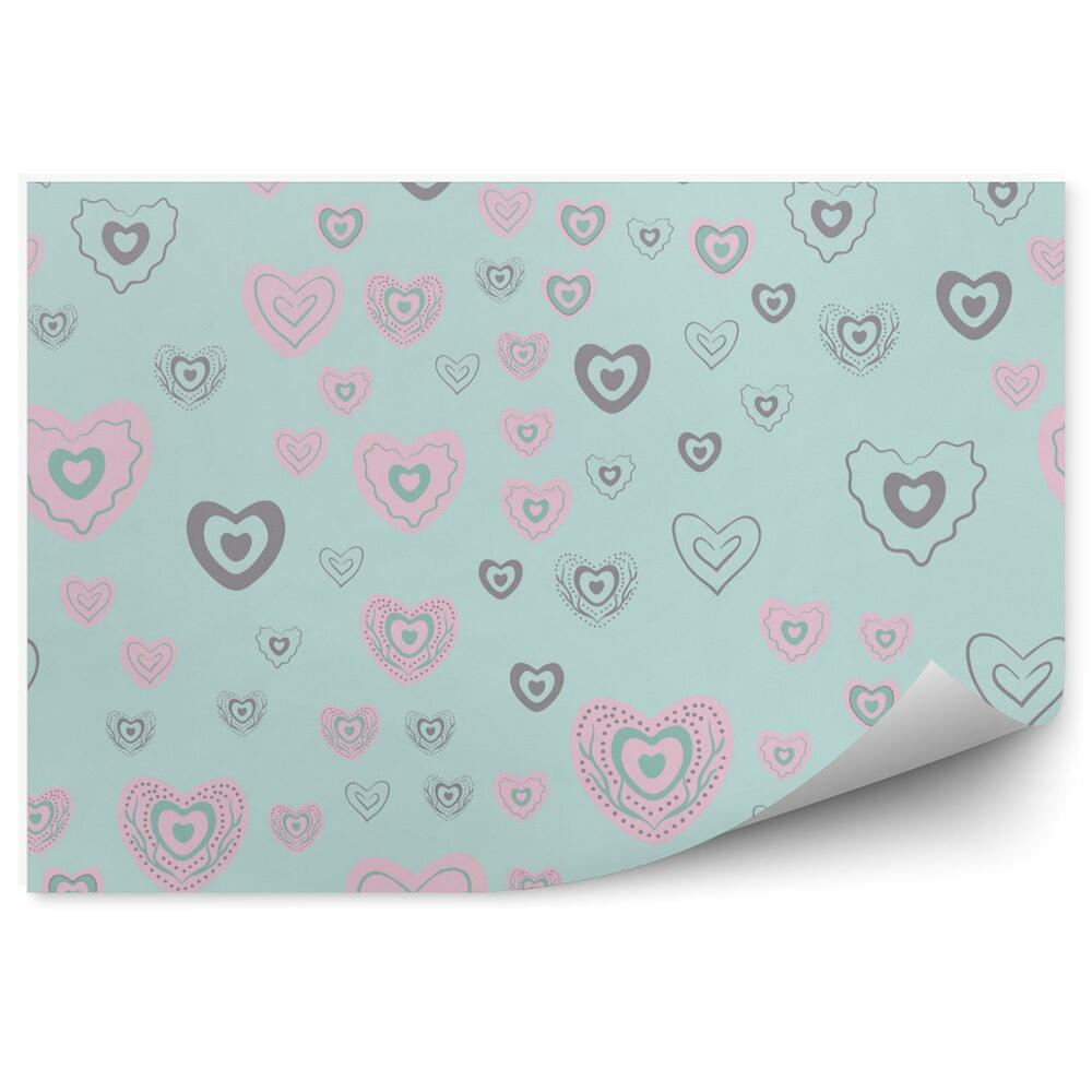 Tapisserie murale Serduszka sur fond bleu