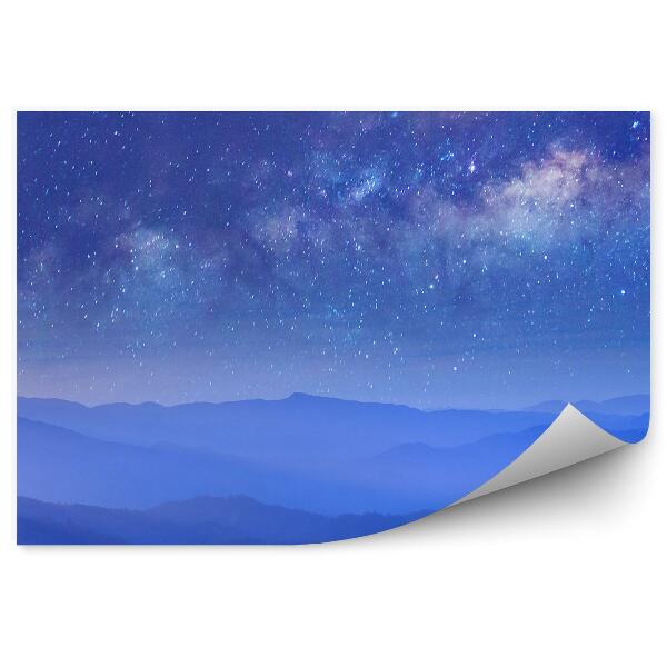Papier peint Voie Lactée Montagnes Ciel Étoiles Brouillard