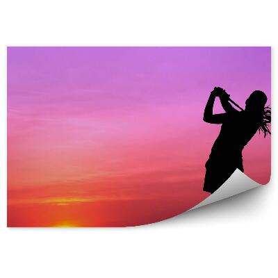 Papier peint Balle de golf herbe ombre du coucher de soleil