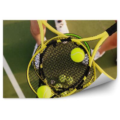 Papier peint Doubles raquettes de tennis balles de tennis joueurs