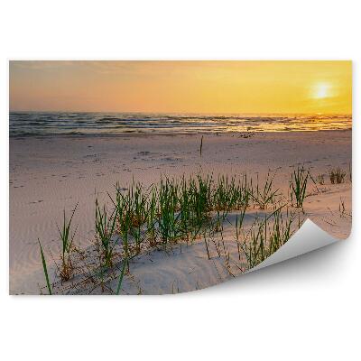 Papier peint Perspective de la plage Mer Soleil Orange Ciel