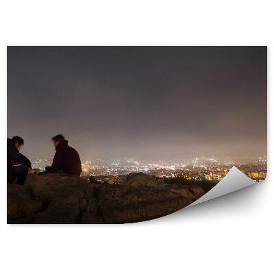 Papier peint Bâtiments Lumière Rochers Personnes Nuit Athènes Grèce