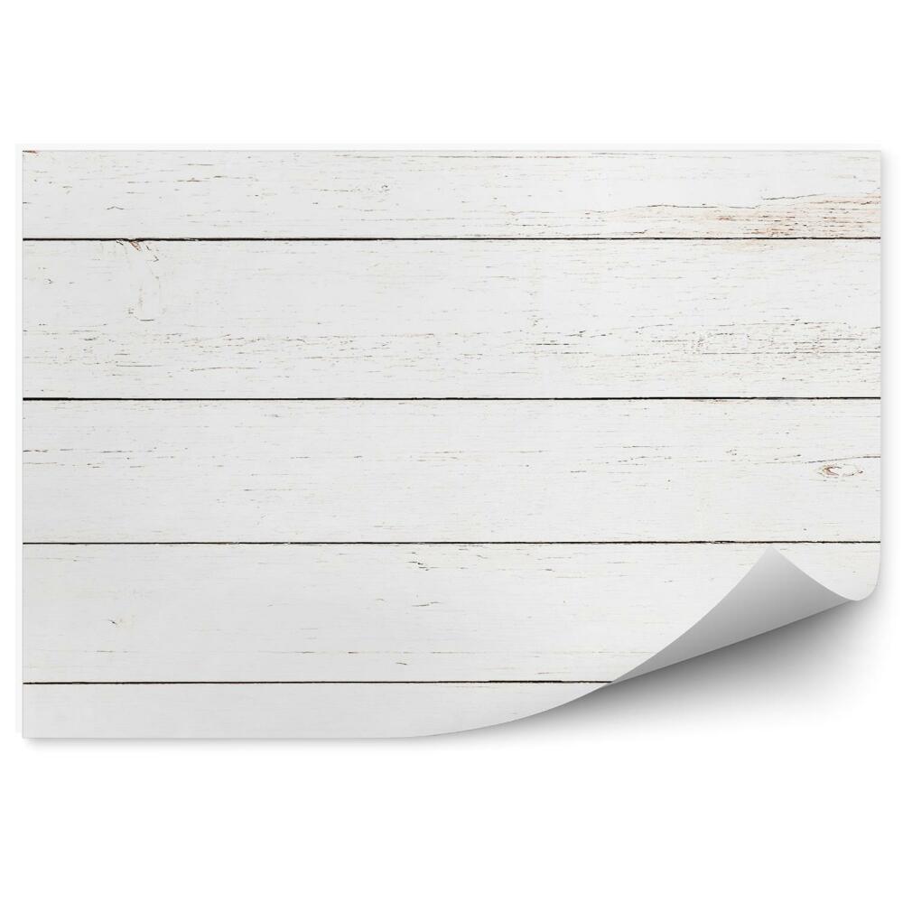 Papier peint Planches en bois à rayures horizontales blanches