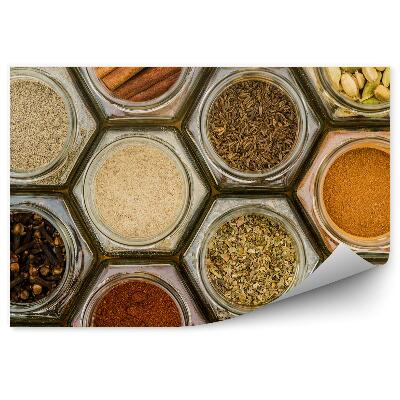 Papier peint Hexagones pots à épices