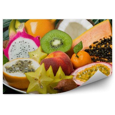 Papier peint Fruits Exotiques Feuilles Tropicales