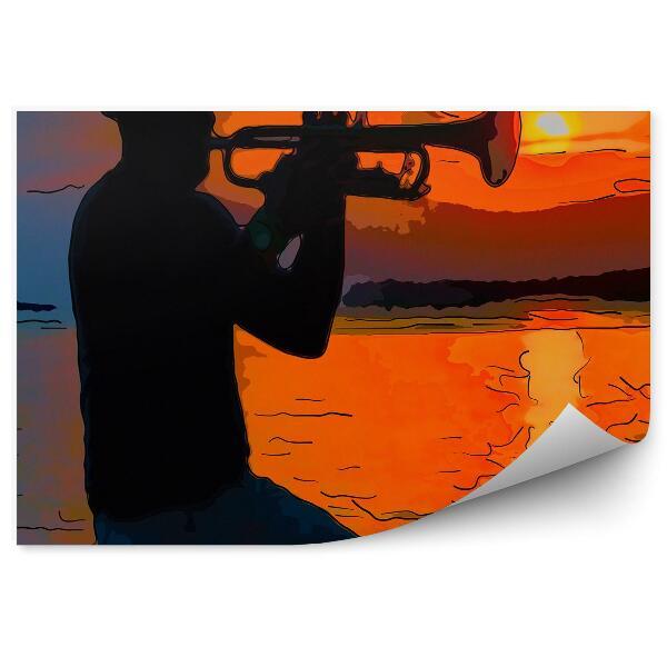 Papier peint Trompette Havane Cuba Homme peint Abstrait