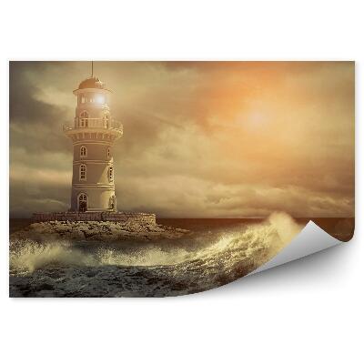 Papier peint Éblouissement du phare Vagues orageuses