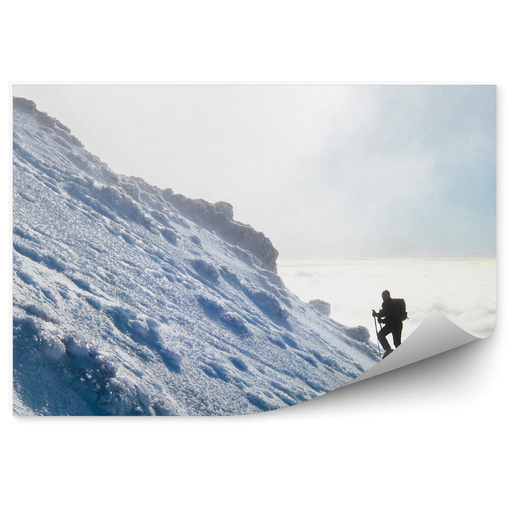 Papier peint Montagnes Touristiques Hiver Neige Brouillard Ciel