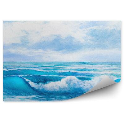 Papier peint Eau bleue de la mer Vagues Nuages dans le ciel