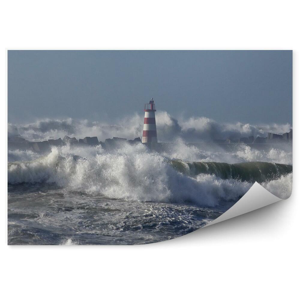 Papier peint Phare Mer houleuse Vagues Puits
