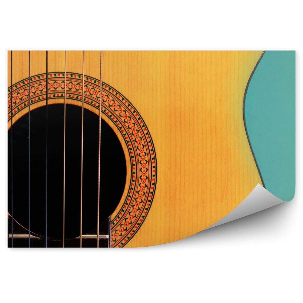 Papier peint Guitare Classique Acoustique Fond Bleu