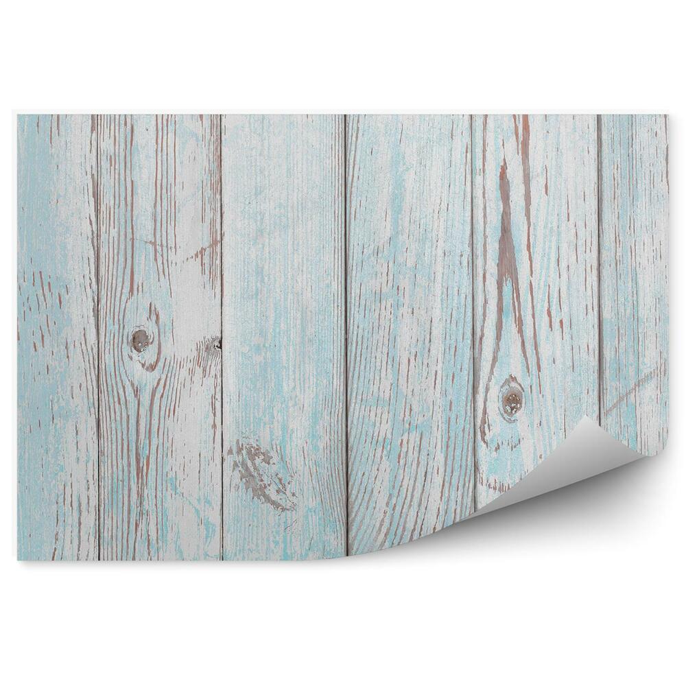 Papier peint Planches en bois peintes en bleu