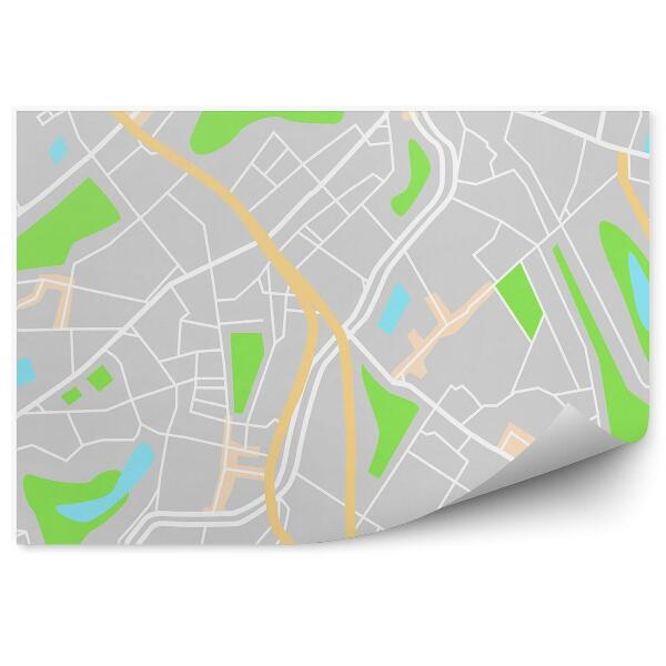 Papier peint Plan de la ville vue de dessus rues parcs