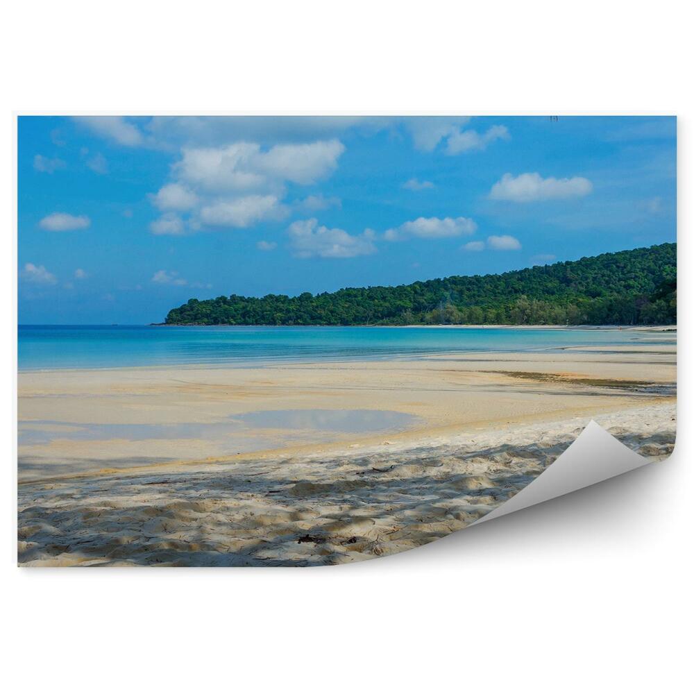 Papier peint Cambodge Plage Arbres Île Océan Ciel Nuages Sable