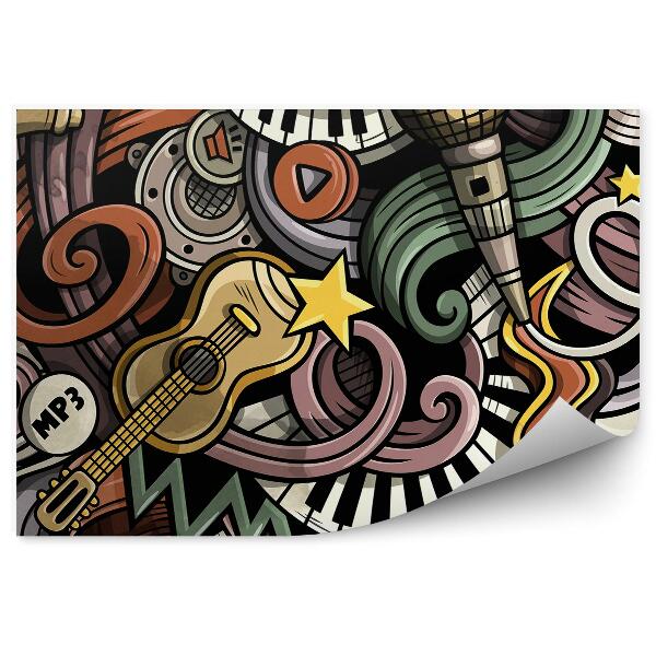 Papier peint Illustration Dessin Clavier Notes Musique Microphone