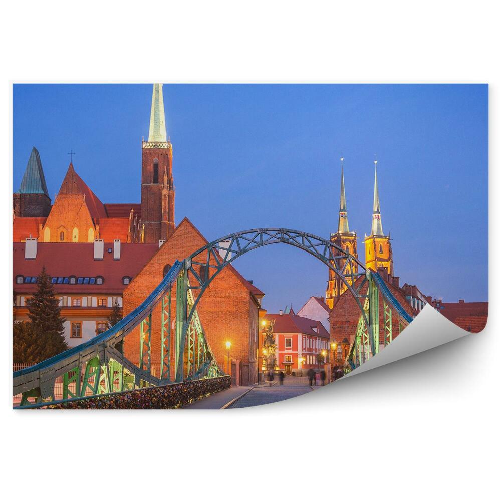 Papier peint Pont de la cathédrale Sculpture de la cathédrale Chaussée Ombres Nuit