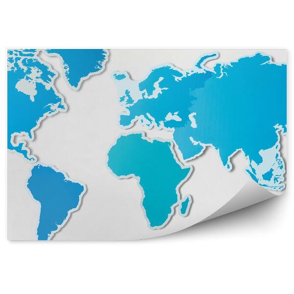 Papier peint Contours des continents sur la carte du monde