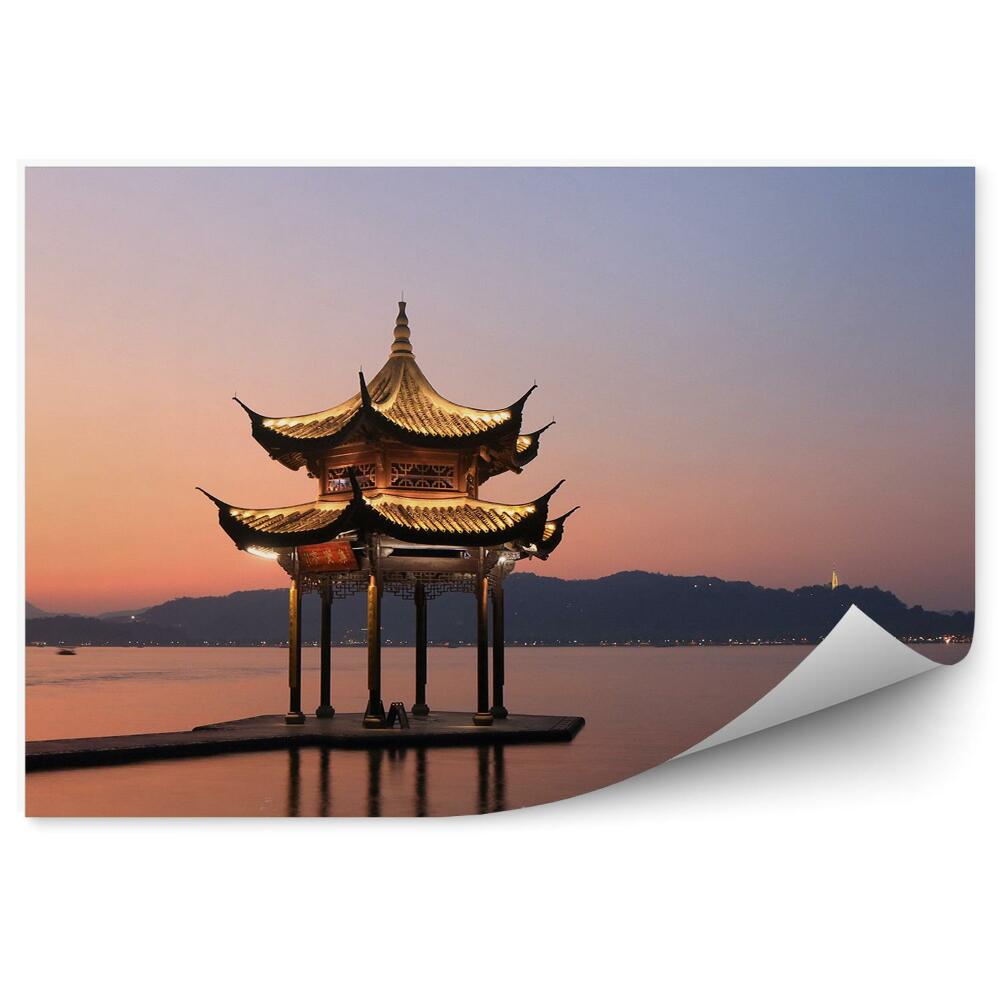 Papier peint Pavillon chine lac de lumières