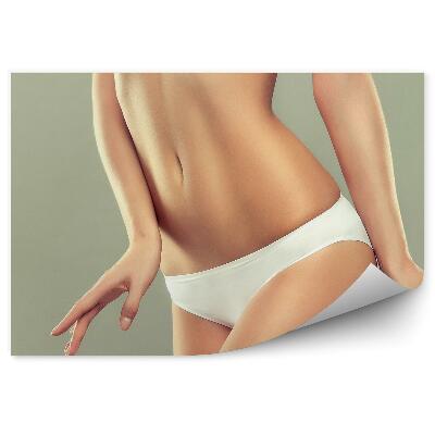 Papier peint Jeune fille mince en lingerie fond uni