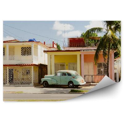 Papier peint bâtiments colorés maisons cuba auto palmier