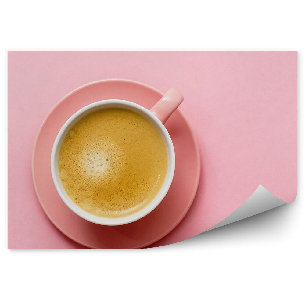 Tapisserie panoramique Fond rose pastel tasse à café mousse