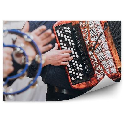Papier peint Musiciens Accordéon Tambourin Fun
