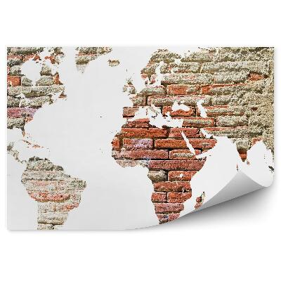 Papier peint Carte du monde avec briques vieillies