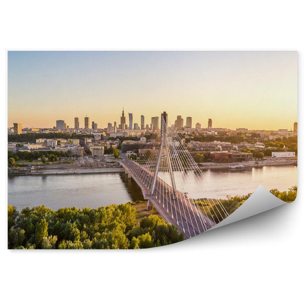 Papier peint Vue d'oiseau Varsovie Arbres Bâtiments Pont