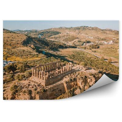 Papier peint Ruines de l'Acropole Arbres du désert Montagnes de Sicile