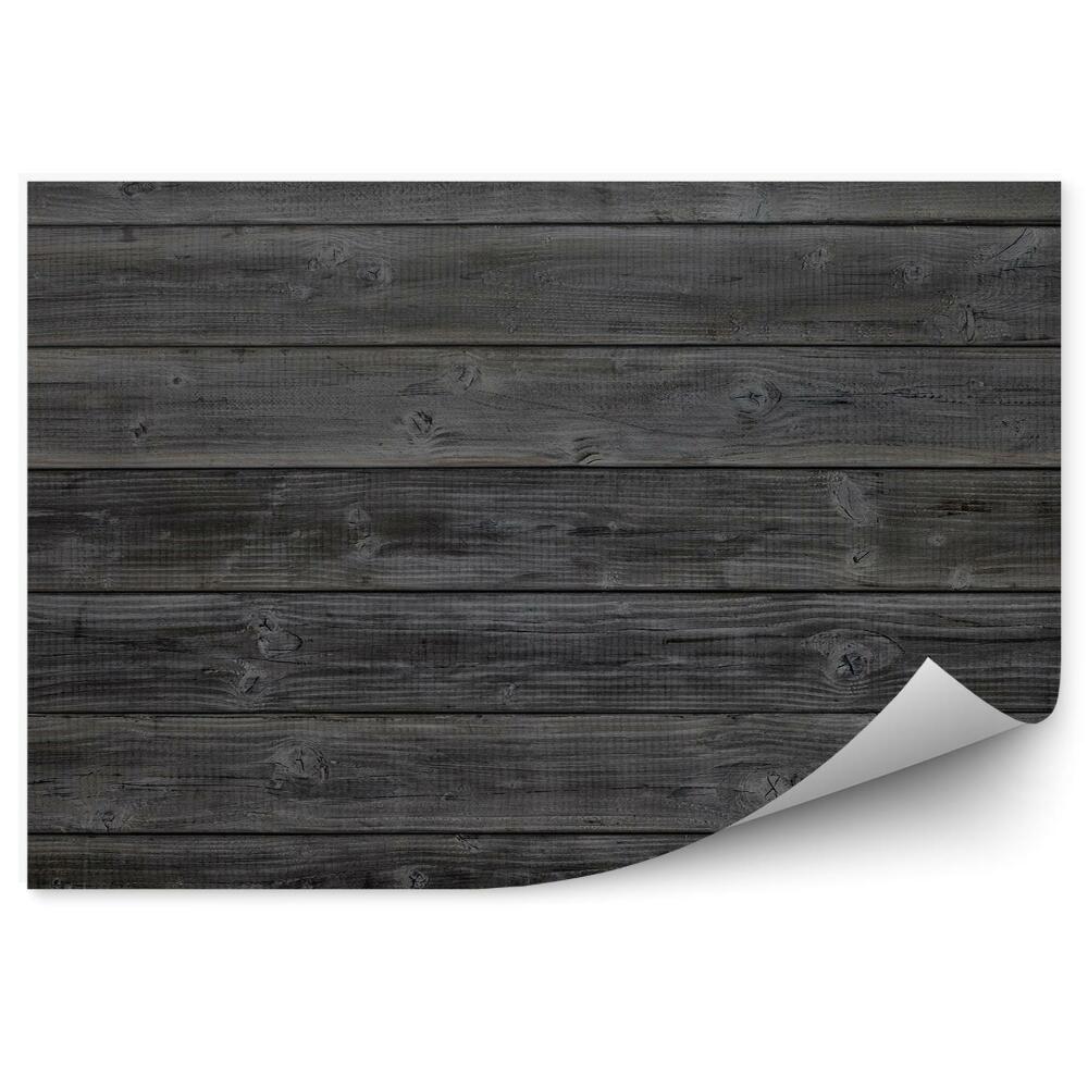 Papier peint Planches horizontales gris foncé