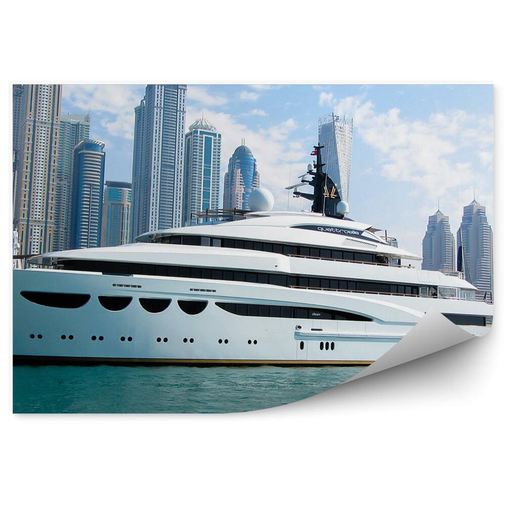 Papier peint Gratte-ciel Yachts Océan Ciel Nuages Dubaï