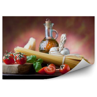 Papier peint panoramique Pâtes italiennes préparées à partir d'ingrédients de base