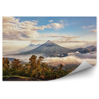 Tapisserie murale Vue des volcans Fuego depuis pacaya guatemala