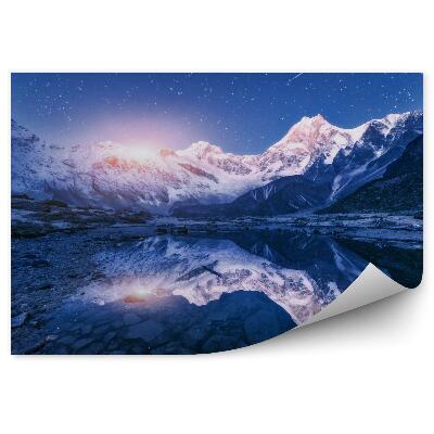 Papier peint panoramique Paysage de montagne de l'Himalaya la nuit