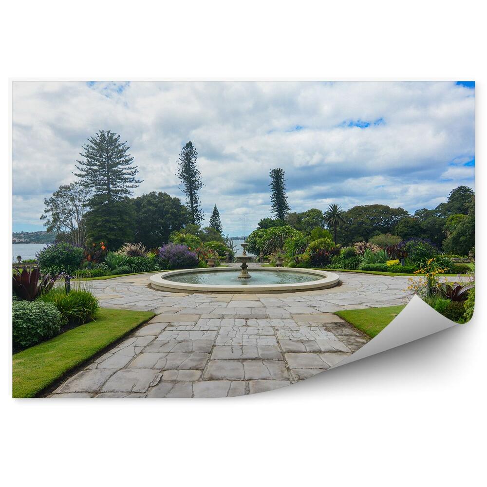 Papier peint Jardins potagers Arbres Arbustes Fontaine