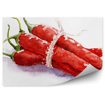 Tapisserie murale Dessin de légumes poivrons rouges liés
