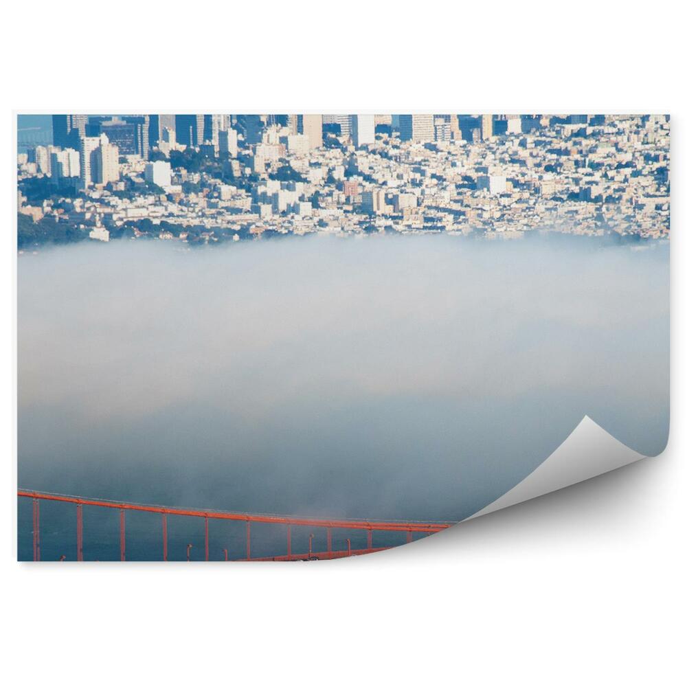 Papier peint Brume Matinale Gratte-Ciel Vue Ville Pont Golden Gate Ocean San Francisco