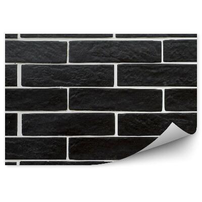 Papier peint Briques noires avec coulis blanc