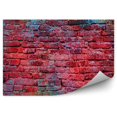 Papier peint Mur de briques avec graffitis colorés