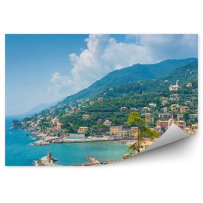 Papier peint côte italie ville collines eau