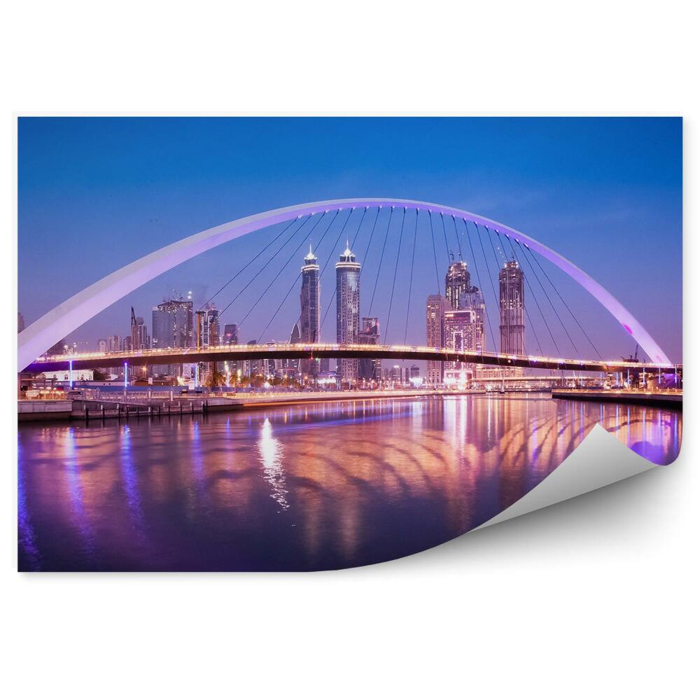 Papier peint lumières colorées pont eau bâtiments