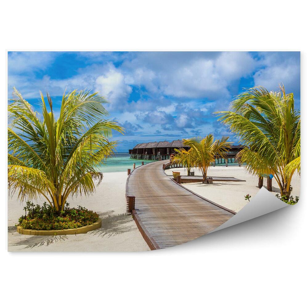 Papier peint Maldives plage eau bleue