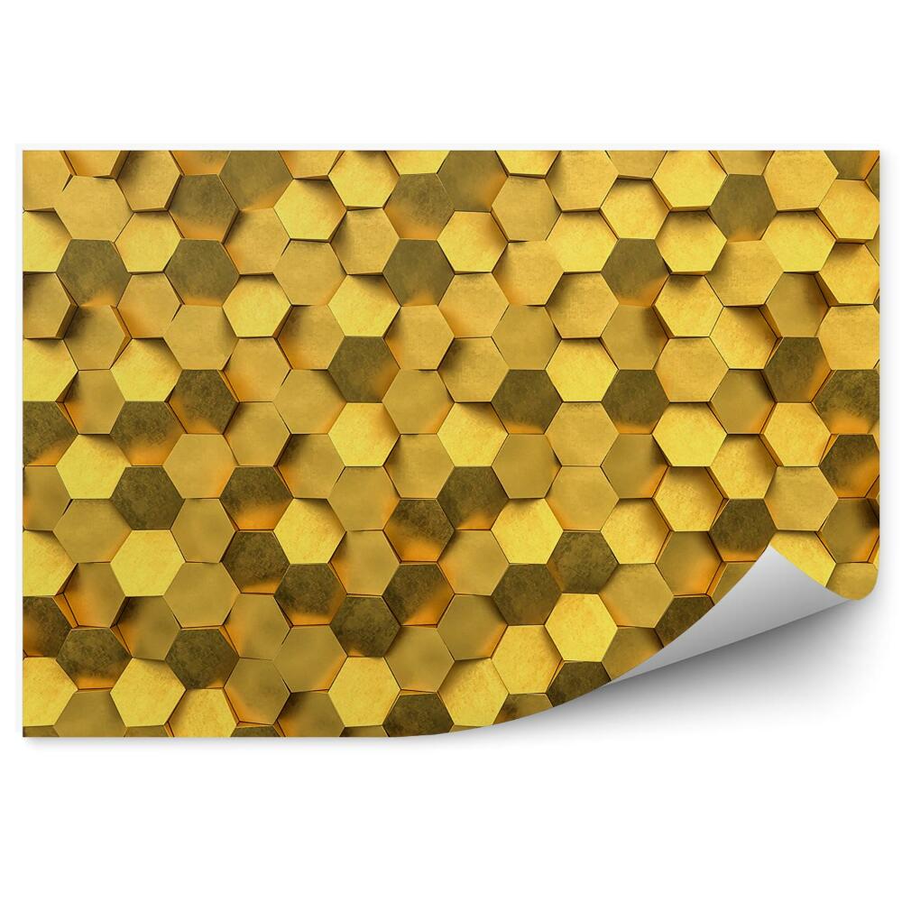 Papier peint Mosaïque d'hexagones en or