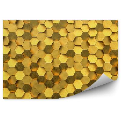 Papier peint Mosaïque d'hexagones en or